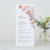 Elegante Watercolor Wilde Blume Hochzeitsessen Menükarte (Stehend Vorderseite)