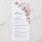 Elegante Watercolor Wilde Blume Hochzeitsessen Menükarte (Vorderseite)