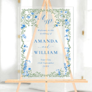 Elegante Watercolor Wilde Blume WELCOME Hochzeit Acrylschild