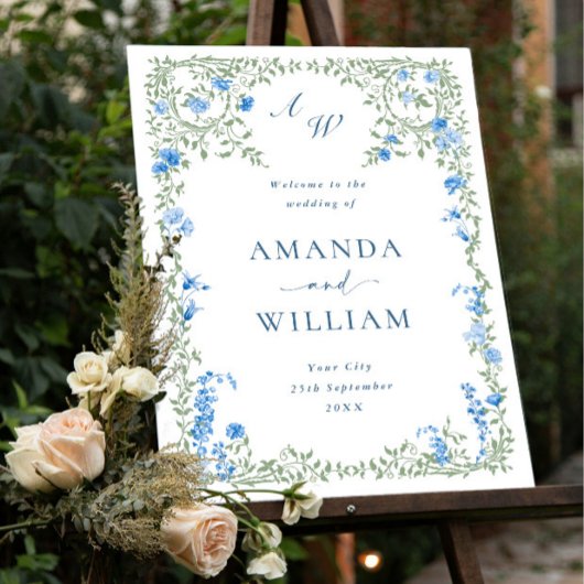 Elegante Watercolor Wilde Blume WELCOME Hochzeit Acrylschild