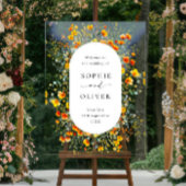 Elegante Watercolor Wilde Blume WELCOME Hochzeit Acrylschild