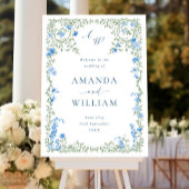 Elegante Watercolor Wilde Blume WELCOME Hochzeit Acrylschild