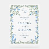 Elegante Watercolor Wilde Blume WELCOME Hochzeit Acrylschild (Vorderseite)