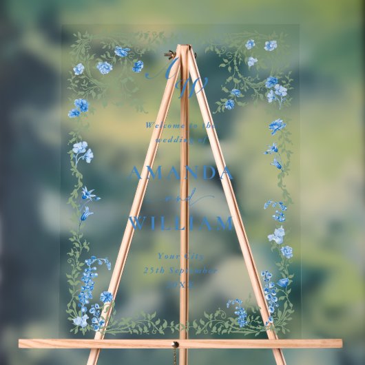 Elegante Watercolor Wilde Blume WELCOME Hochzeit Acrylschild (Neutral)