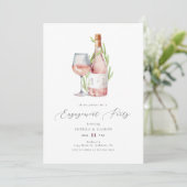 Elegante Watercolor Wine Monogram Engagement Party Einladung (Stehend Vorderseite)