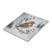 Elegante Watercolor Winter American Robin Fliese (Seite)