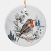 Elegante Watercolor Winter American Robin Keramik Ornament (Hinten)