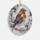 Elegante Watercolor Winter American Robin Keramik Ornament (Rechts)