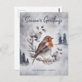 Elegante Watercolor Winter American Robin Postcard Postkarte (Vorne/Hinten)
