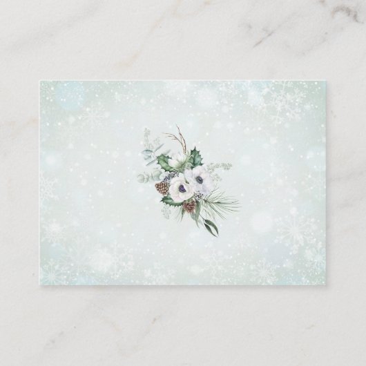 Elegante Watercolor Winter Anemones Blume Bridal Begleitkarte (Rückseite)
