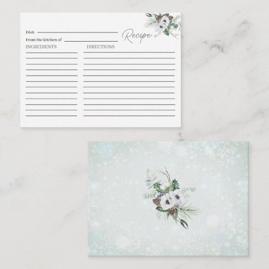 Elegante Watercolor Winter Anemones Blume Bridal Begleitkarte (Vorne/Hinten)