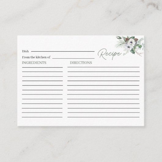 Elegante Watercolor Winter Anemones Blume Bridal Begleitkarte (Vorderseite)