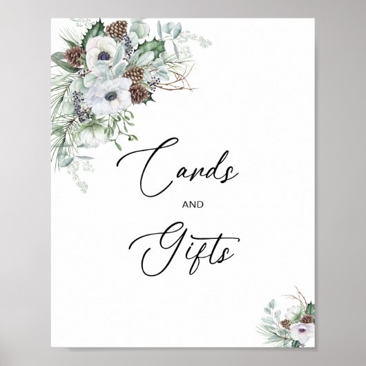 Elegante Watercolor Winter Anemones Blume Bridal Poster (Vorne)