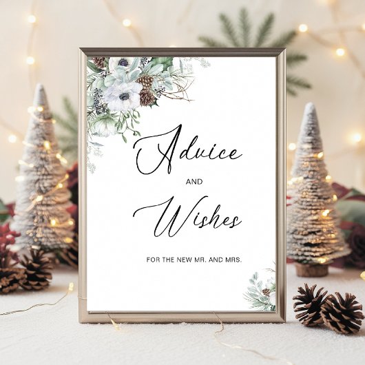 Elegante Watercolor Winter Anemones Blume Bridal Poster