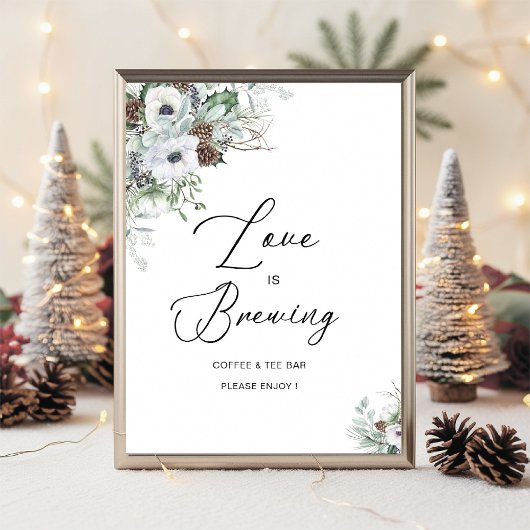 Elegante Watercolor Winter Anemones Blume Bridal Poster