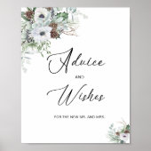 Elegante Watercolor Winter Anemones Blume Bridal Poster (Vorne)