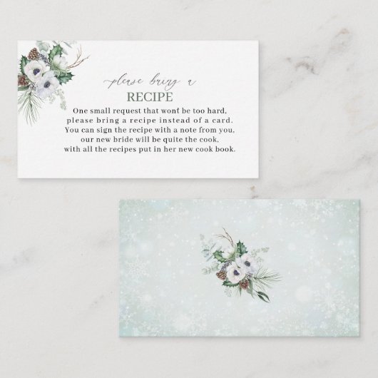 Elegante Watercolor Winter Anemones Flowes Bridal Begleitkarte (Vorne/Hinten)