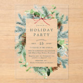 Elegante Watercolor Winter Greenery Acryleinladungen (Vorderseite)