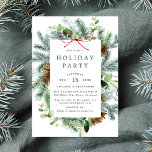 Elegante Watercolor Winter Greenery Einladung<br><div class="desc">Set den Ton für Ihre Feier,  indem du unsere eleganten Watercolor Winter Greenery Party Einladungen einlädst. Die elegante Urlaubsparty lädt Sie ein,  Ihre Veranstaltungsdetails gerahmt durch Aquarellnadeln,  Pinecones und Grünpflanzen zu präsentieren. Die Einladung kehrt zu einem soliden,  dunkelgrünen,  aquamarinen Hintergrund zurück.</div>