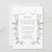 Elegante Watercolor Winter Greenery Einladung (Vorderseite)