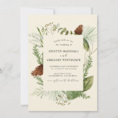 Elegante Watercolor Winterlandschaft Hochzeit Einladung (Vorderseite)