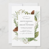 Elegante Watercolor Winterlandschaft Hochzeit Einladung (Vorderseite)