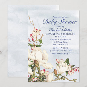 Elegante Watercolor Woodland Floral Baby Shower Einladung