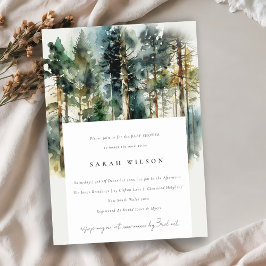 Elegante Watercolor Woodland Forest Baby Shower Einladung
