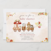 Elegante Watercolor Woodland Party Babydusche Einladung (Vorderseite)