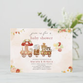 Elegante Watercolor Woodland Party Babydusche Einladung (Stehend Vorderseite)