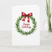 Elegante Watercolor Wreath Happy Holidays Card Karte (Vorderseite)