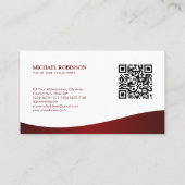 Elegante Wave Burgundy Corporate Identity Visitenkarte (Rückseite)