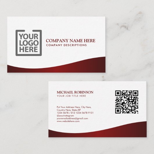 Elegante Wave Burgundy Corporate Identity Visitenkarte (Vorne/Hinten)