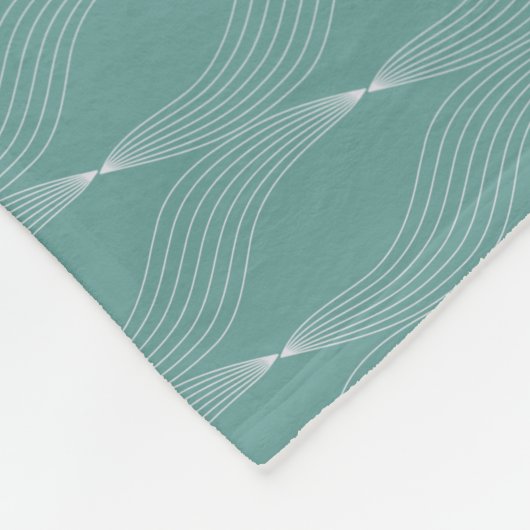 Elegante Waves Weave Muster Grüner Hintergrund | Fleecedecke (Ecke)