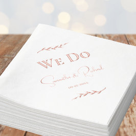 Elegante "We Do" Paare Namen Datum Rose Gold Servietten Mit Folie