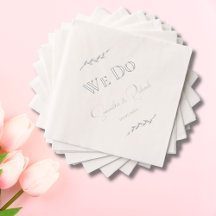 Elegante "We Do" Paare Namen Hochzeitdatum Silber