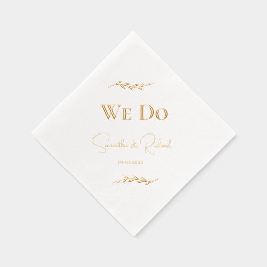 Elegante "We Do" Paare Namen & Hochzeitstermin Gol Servietten Mit Folie (Rechts)