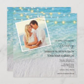 Elegante Website zu Seaside Beach Lights Wedding Einladung (Vorne/Hinten)
