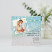 Elegante Website zu Seaside Beach Lights Wedding Einladung (Stehend Vorderseite)