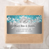 Elegante Wedding Address Baroque Blühte Blue (Insitu)