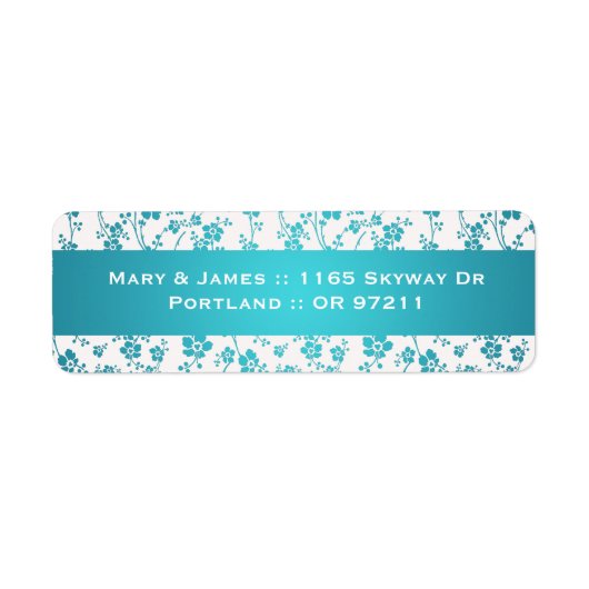 Elegante Wedding Address Floral Pattern Aqua Blue (Vorne)