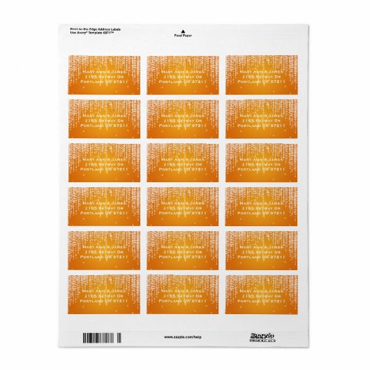 Elegante Wedding Address Night Dazzle Orange Adressaufkleber (Vorne)