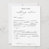 Elegante Wedding Advice Bridal Libs Game Einladung (Vorderseite)