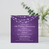 Elegante Wedding Anniversary Sparkling Chain Lila Einladung (Stehend Vorderseite)
