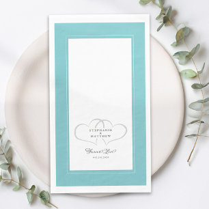Elegante Wedding Aqua White Hearts Forever Love Serviette