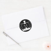 Elegante Wedding B&W Monogram Crown Sticker (Umschlag)