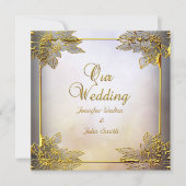 Elegante Wedding Beige Gold Einladung (Vorderseite)