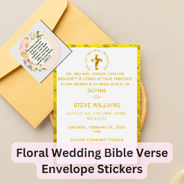 Elegante Wedding Bible Verse Genesis Bloral Border Runder Aufkleber