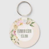 Elegante Wedding Bible Verse Genesis Bloral Border Schlüsselanhänger (Rückseite)