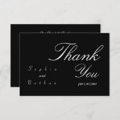 Elegante Wedding Black Danke-Card Dankeskarte (Vorne/Hinten)